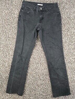 Vtg Levis 505 Womens Sz 27" Straight Leg Jeans Black Gray Wash